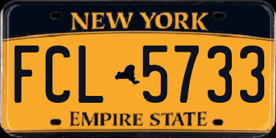 NY license plate FCL5733