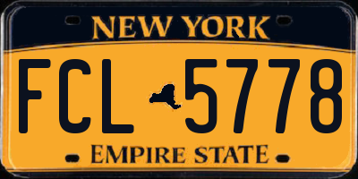 NY license plate FCL5778