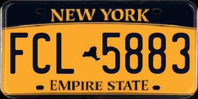 NY license plate FCL5883