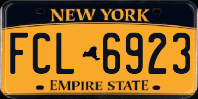 NY license plate FCL6923