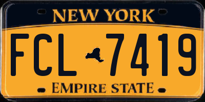 NY license plate FCL7419