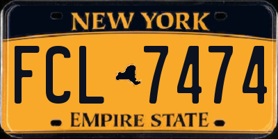 NY license plate FCL7474