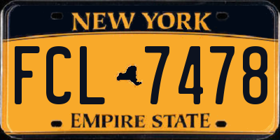 NY license plate FCL7478