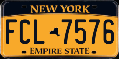 NY license plate FCL7576