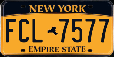 NY license plate FCL7577