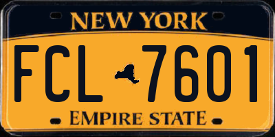 NY license plate FCL7601