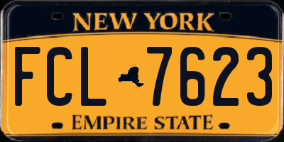NY license plate FCL7623