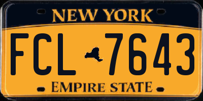 NY license plate FCL7643