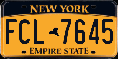 NY license plate FCL7645