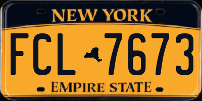 NY license plate FCL7673