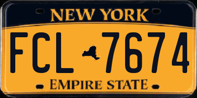 NY license plate FCL7674