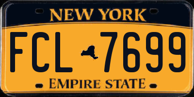 NY license plate FCL7699