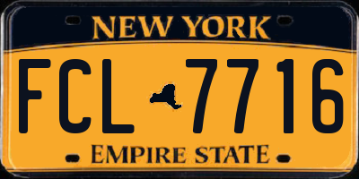 NY license plate FCL7716