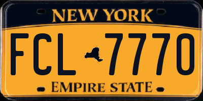 NY license plate FCL7770