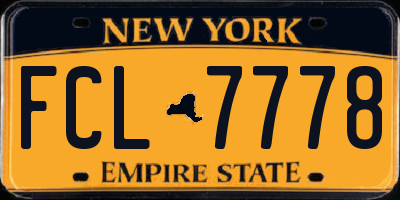 NY license plate FCL7778