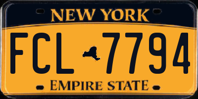NY license plate FCL7794
