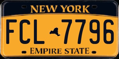NY license plate FCL7796