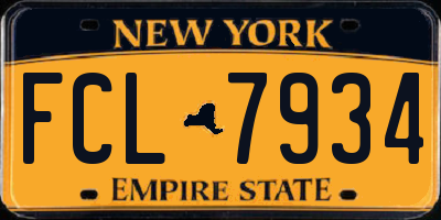 NY license plate FCL7934