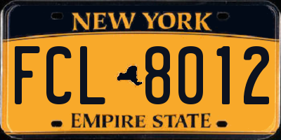 NY license plate FCL8012