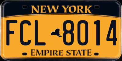 NY license plate FCL8014