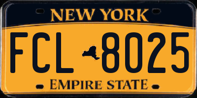 NY license plate FCL8025