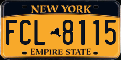 NY license plate FCL8115