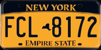 NY license plate FCL8172
