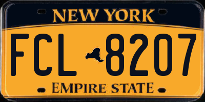 NY license plate FCL8207