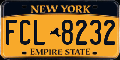 NY license plate FCL8232