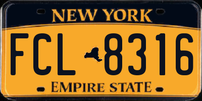 NY license plate FCL8316