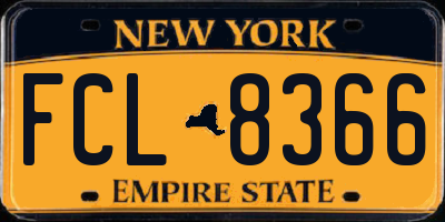 NY license plate FCL8366