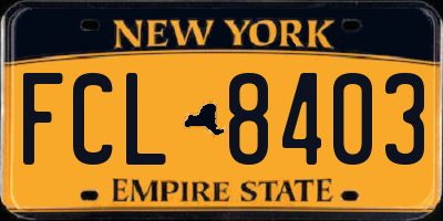 NY license plate FCL8403