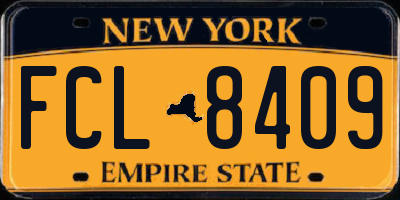NY license plate FCL8409