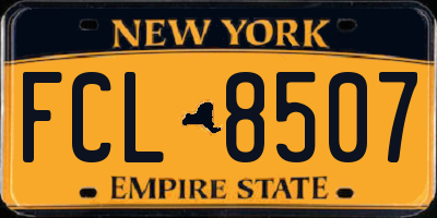 NY license plate FCL8507
