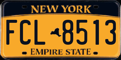 NY license plate FCL8513