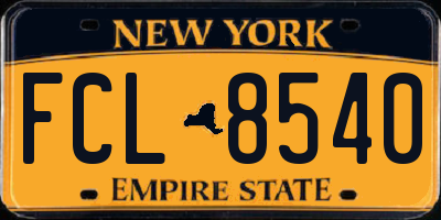 NY license plate FCL8540