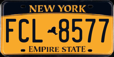 NY license plate FCL8577