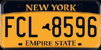 NY license plate FCL8596
