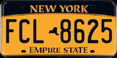 NY license plate FCL8625