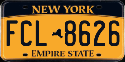 NY license plate FCL8626