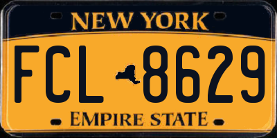 NY license plate FCL8629