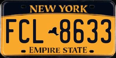 NY license plate FCL8633