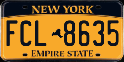 NY license plate FCL8635
