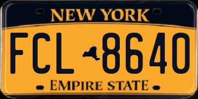 NY license plate FCL8640