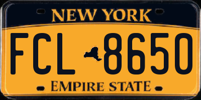 NY license plate FCL8650