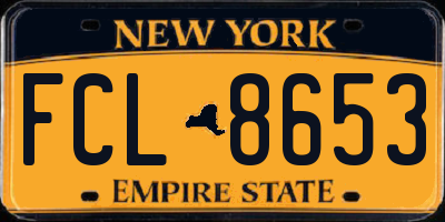 NY license plate FCL8653