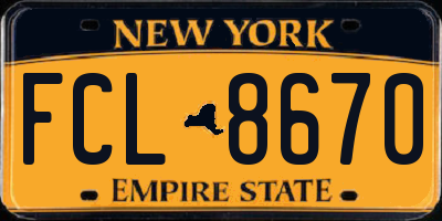 NY license plate FCL8670