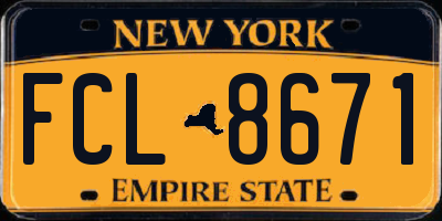 NY license plate FCL8671