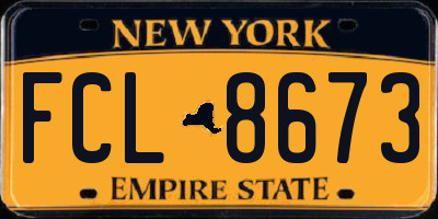 NY license plate FCL8673