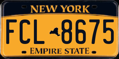 NY license plate FCL8675